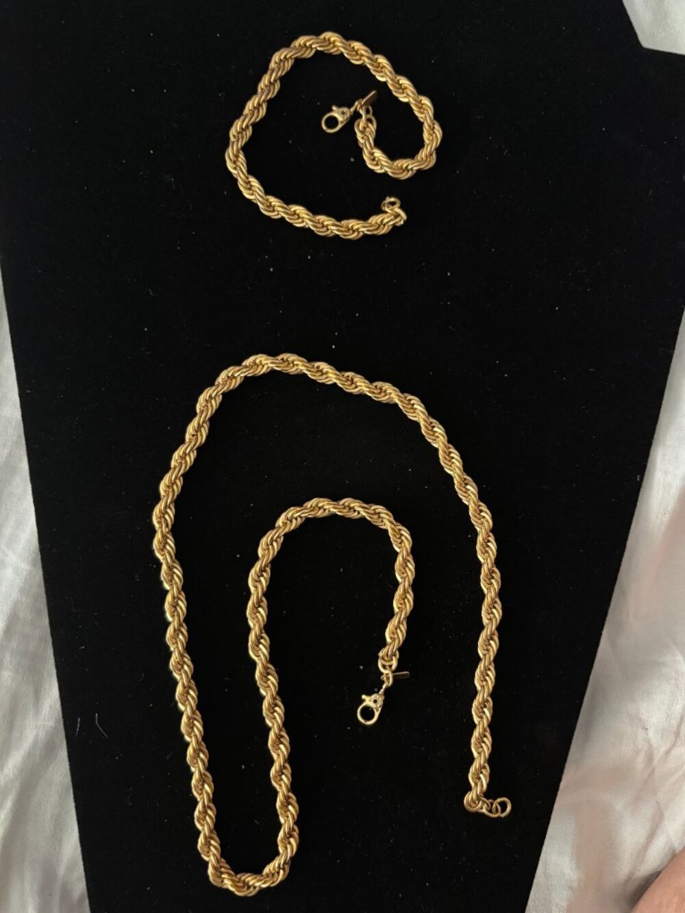 Vintage 1980's Monet Gold Tone Twisted Spiral Rope Chain Necklace Bracelet set